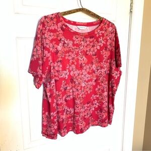 Liz Claiborne Fuchsia Floral 100% Cotton Top – Approx. Size 3X